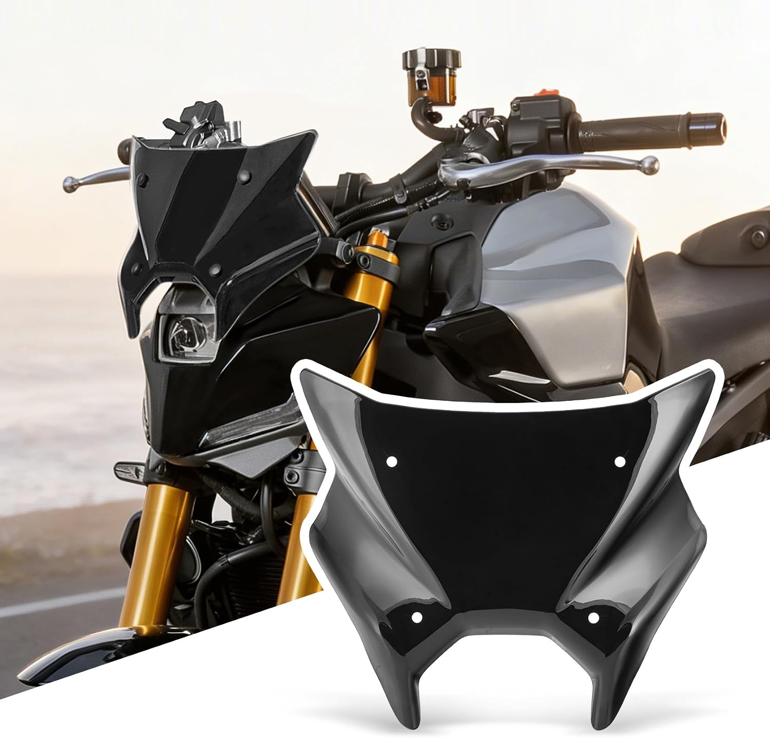 Motorcycle Windshield Windscreen Fit for MT-09 MT09 2024-2025 Wind Deflector Visor, Black Smoke