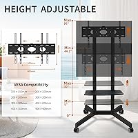 Vista 6 de Solid Grace Soporte de TV rodante con ruedas para televisores de 32 a 75 pulgadas hasta 88 libras, soporte de TV portátil con estante, carrito de TV