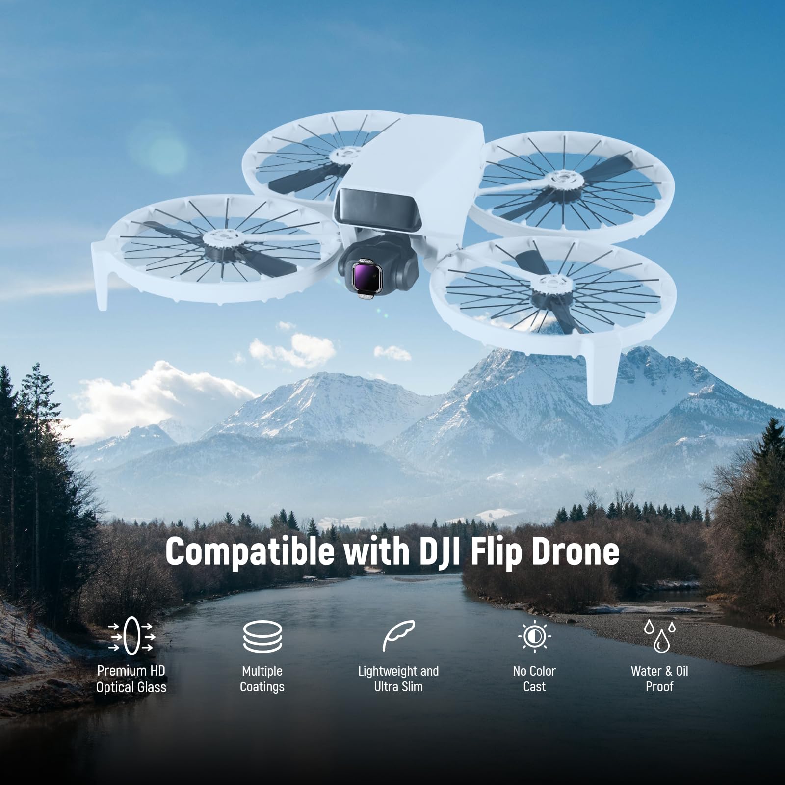 NEEWER Kit de Filtre ND/CPL Compatible DJI Flip Drone (Lot de 6), ND8/PL ND16/PL ND32/PL ND64/PL PL UV Snap on Filtre Objectif HD Verre Optique Densité Neutre Polarisante