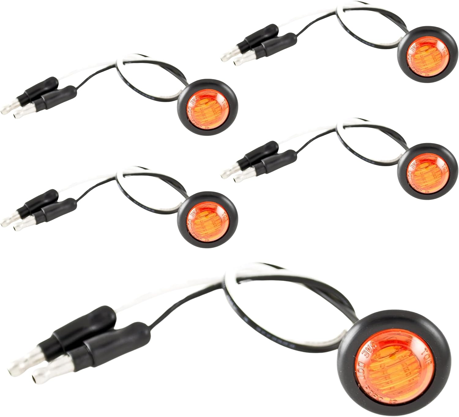 All Star Truck Parts 3/4" inch Amber 3 LED Side Marker Clearance Light with Plug, Black Ring Sealed Mini Round 3/4" Indicators Grill Lights for Truck Trailer Car Bus Pickup Van Caravan Boat 12V