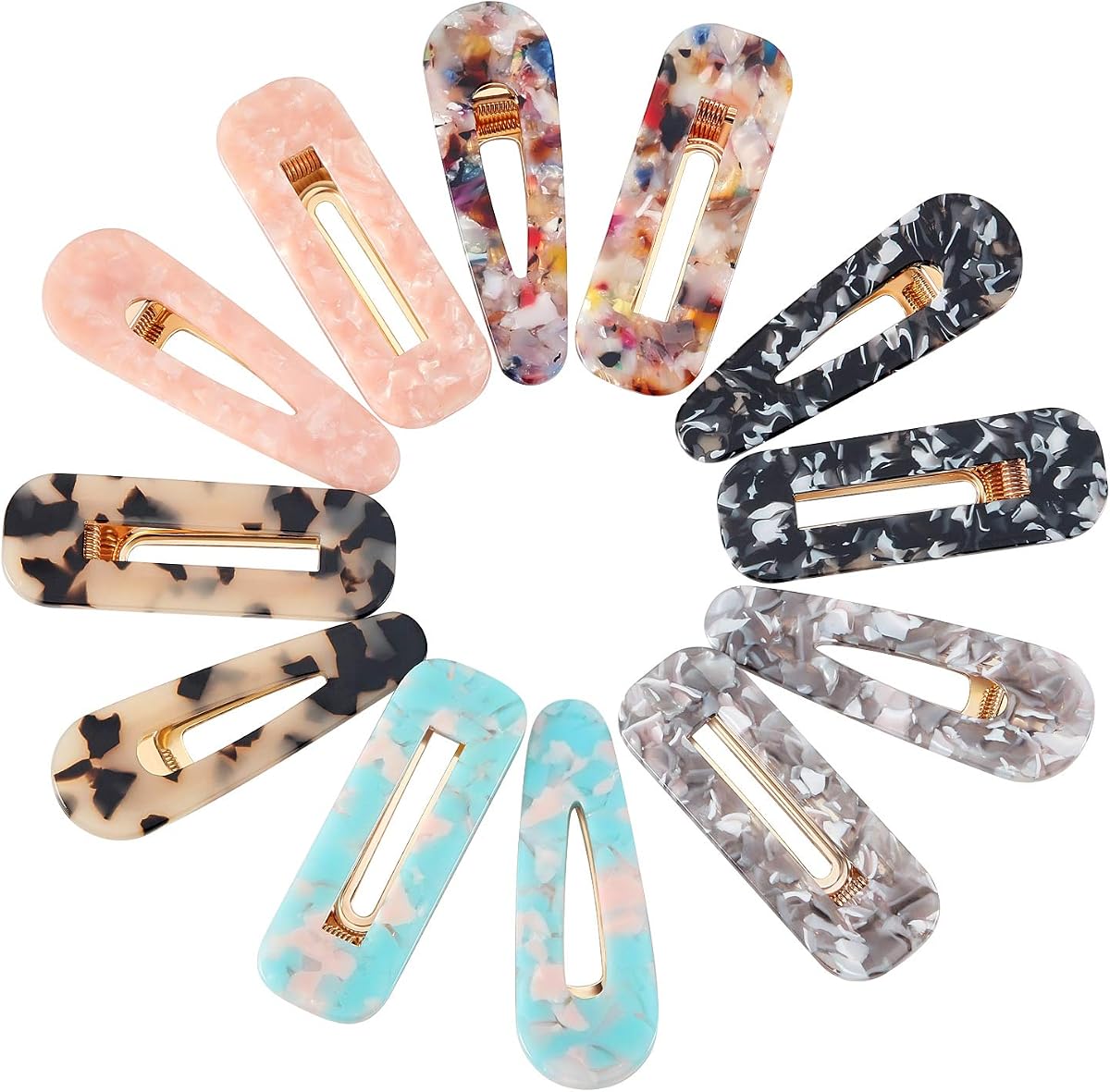 12 Pieces Acrylic Resin Hair Clips Geometric Alligator Hair Clips Colorful Acrylic Barrettes For Women Teen Girls Hair Accessories