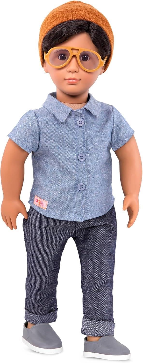 Franco - 18-Inch Boy Doll - Black Hair & Brown Eyes - Denim-Style Outfit - Pretend Play - Toy for Kids 3 Years +