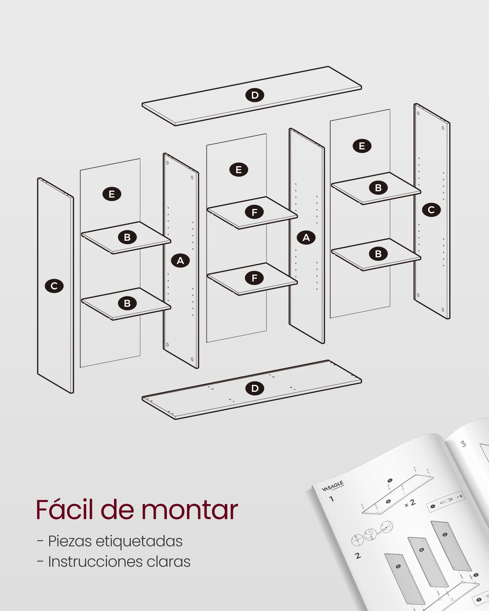 VASAGLE Custos Colección - Librería, Estantería Almacenaje, de 9 Compartimientos, para Sala de Estar, Estudio, Oficina, 30 x 97,7 x 97,5 cm, Blanco LBC177W01