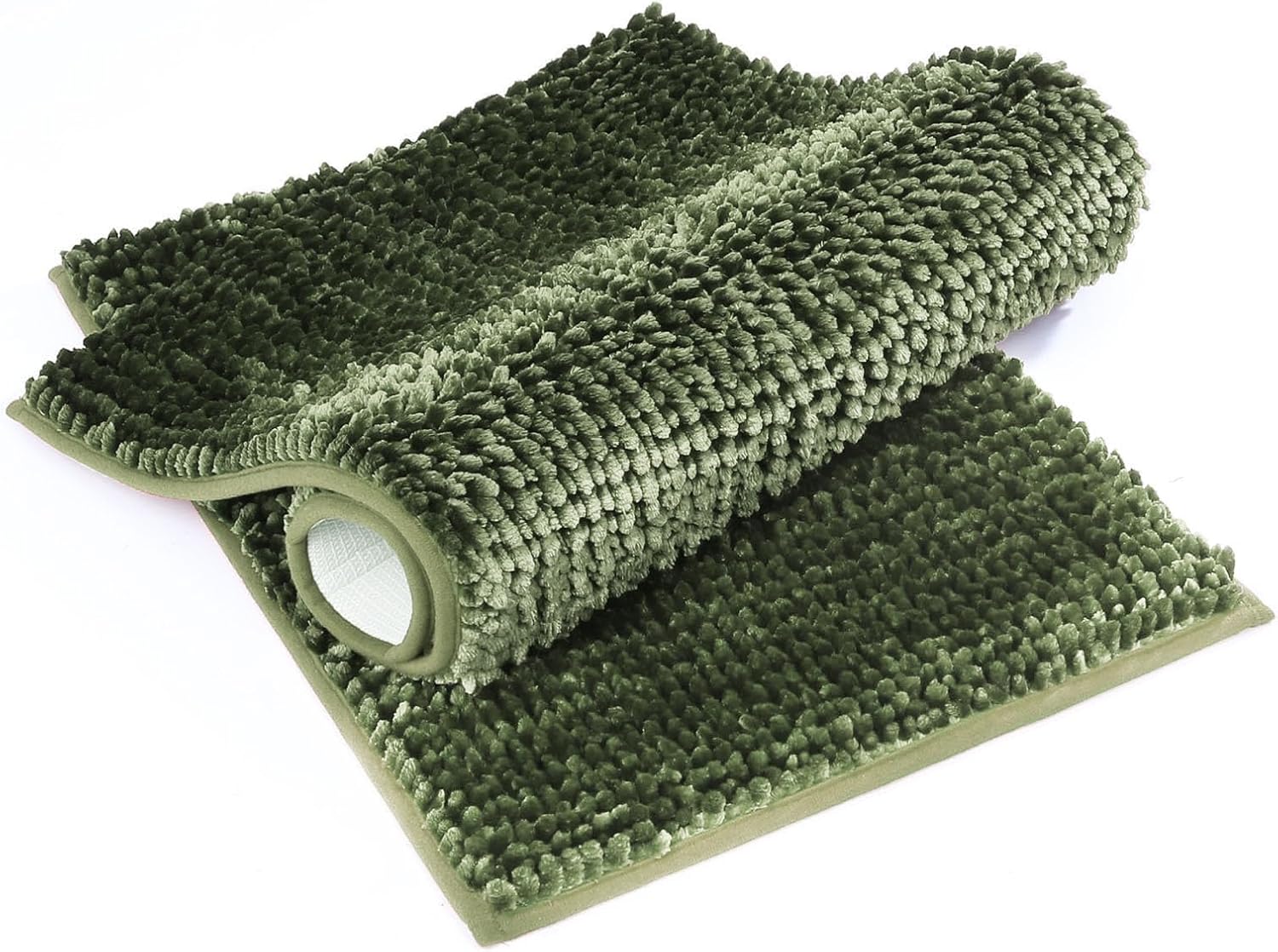 Urvoix Bathroom Rugs Set - 2 Piece Butter Chenille Bath Rugs with Non Slip Backing, Super Absorbent Thick Soft Plush Bath Mats for Bathroom, Tub, Shower (Sage, 20"x32" / 17"x24")