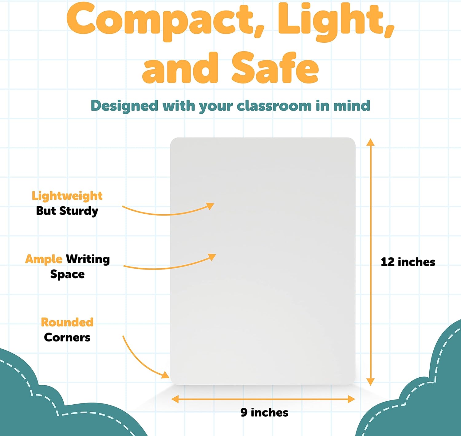 Dry Erase Lapboards - Pack of 25 Whiteboard Set - 9x12 - Student Single Sided - Improve Children's Classroom Learning with Reusable, Durable, Portable White Boards