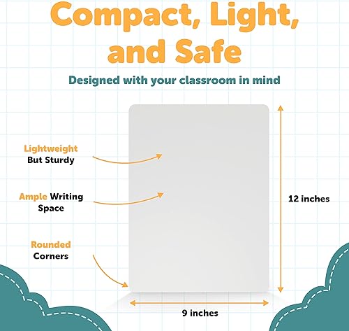 Miniatura 3 de Lapboards de borrado en seco  Paquete de 25 pizarras blancas  9 x 12  Estudiante de una sola cara  Mejora el aprendizaje en el aula de los niños con