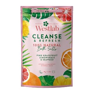 Westlab - 1kg - Cleanse Epsom & Himalayan Salts Infused with Lemongrass & Pink Grapefruit - Perfect for Muscle soaks - 1kg Resealable Pouch