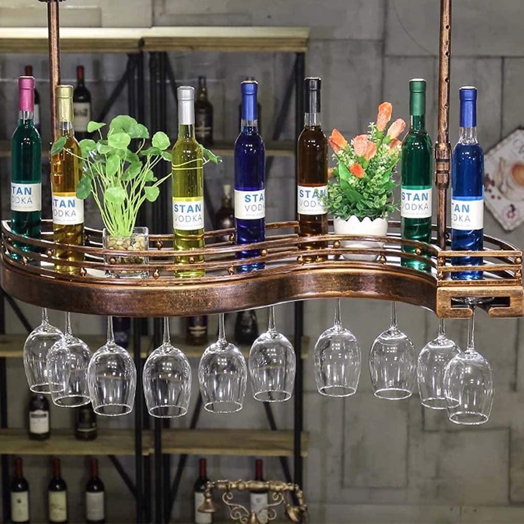 Casier à vin suspendu en métal antique étagère de plafond haut de gamme