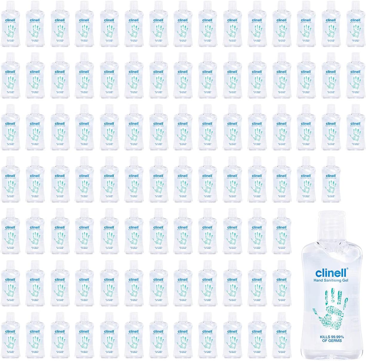 Clinell Hand Sanitiser Gel - Dermotologically Tested, Kills 99.99% of Germs, Quick and Kind to Skin, No Stickiness - 96 x 50 ml bottle