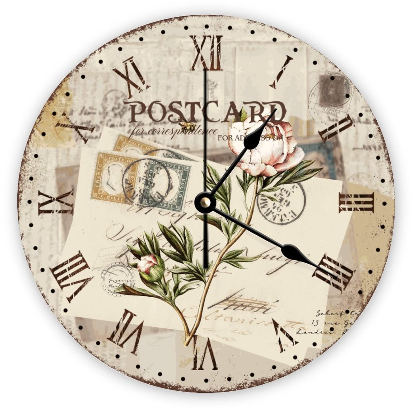 Horloge murale en bois style rétro shabby chic de 38 cm pour salon