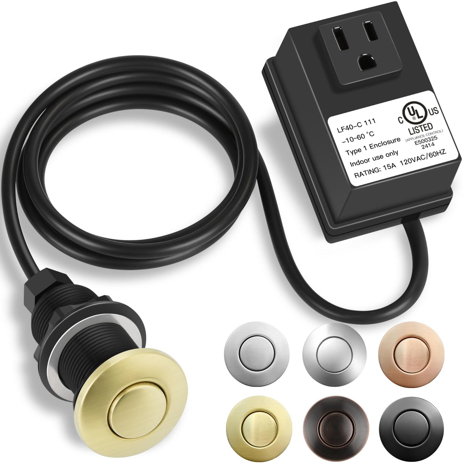 Garbage Disposal Air Switch Kit, Sink Top Button UL Listed