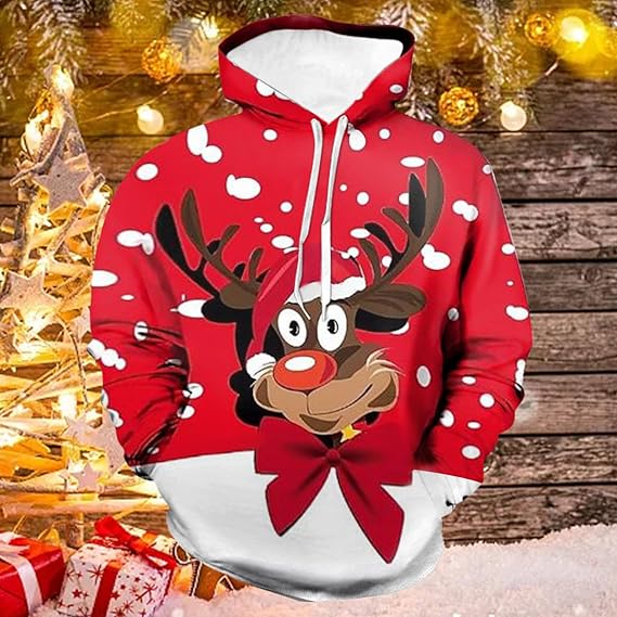 Hoodie heren pullover 3D Kerstmis grappige hoodie oversized sweatshirt Merry Christmas Xmas hoodies hoodie met capuchon lelijke kersttrui kerstman