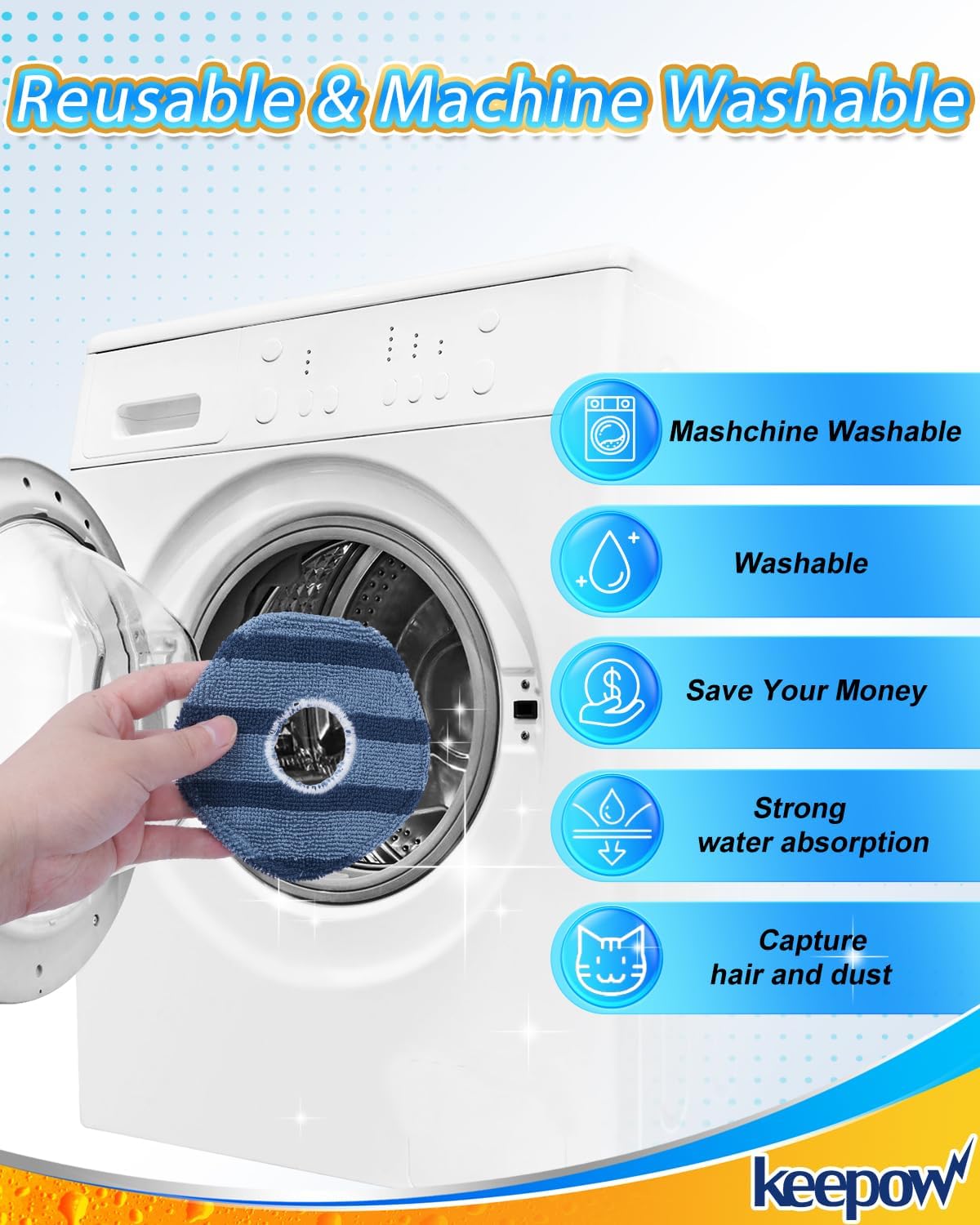 KEEPOW Vacuum Mop Replacement Pads Compatible with Eufy X10 Pro Omni image 4