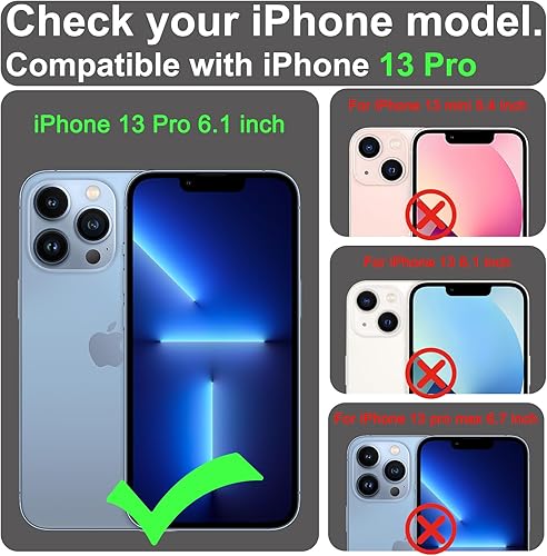 Miniatura 2 de VANAVAGY Funda tipo cartera compatible con iPhone 13 Pro MagSafe, funda de piel con tapa RFID con soporte para muñeca, carga inalámbrica con