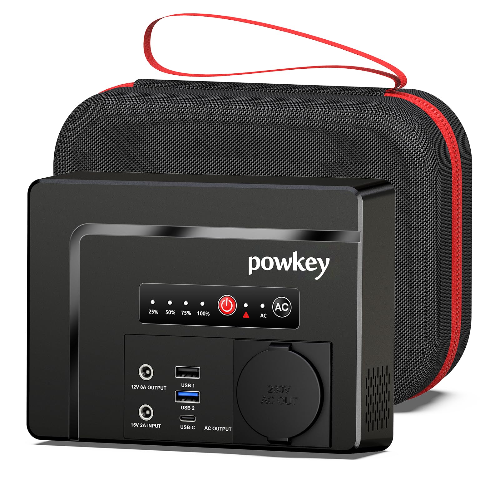 Powkey Tragbare Powerstation 26400mAh /230V AC 100W /65W USB-C Camping | 97.68Wh Powerbank Steckdose 12V 8A DC Externer Akku Für Tablet & Handy