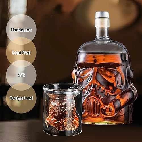 Miniatura 6 de Tfwadmx Decantador de whisky creativo transparente de 25.4 fl oz, jarra de whisky, juego con 2 copas de vino (5 onzas), vasos de whisky para vino,