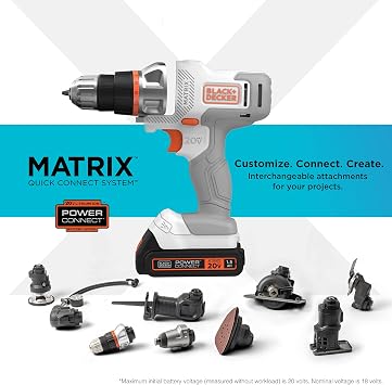 BLACK+DECKER 20V MAX MATRIX Cordless Combo Kit, 6-Tool, White and Orange (BDCDMT1206KITWC)