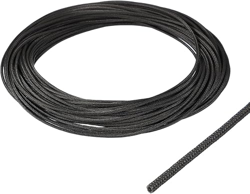 uxcell Insulation Cable Protector,1mm/0.04 Inch-20m/66 Feet High Temp Fiberglass Sleeve Black