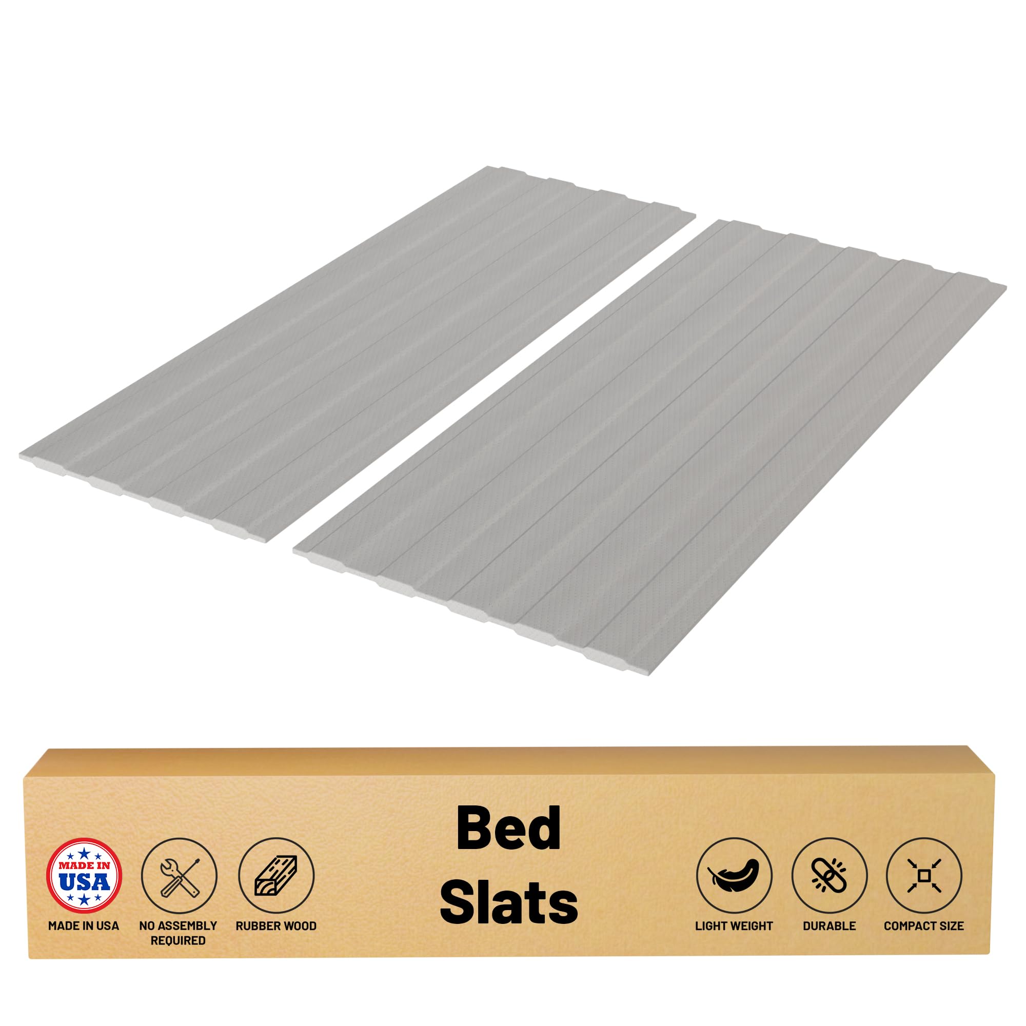 Greaton, 0.75-Inch Heavy Duty Vertical Wooden Bunkie Board/Bed Slats, Full, Grey