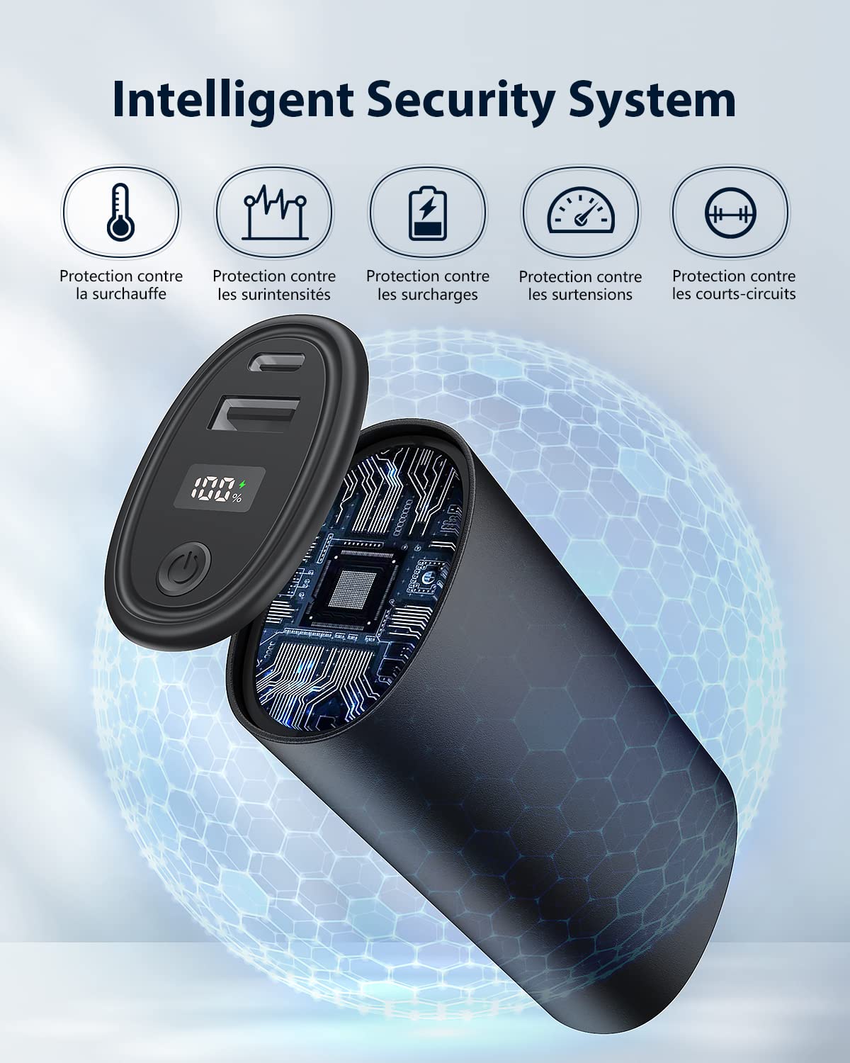 Beper Chauffe-mains Rechargeable Magnétique – 3 Niveaux De Chaleur, Autonomie 7h, USB-C - 3