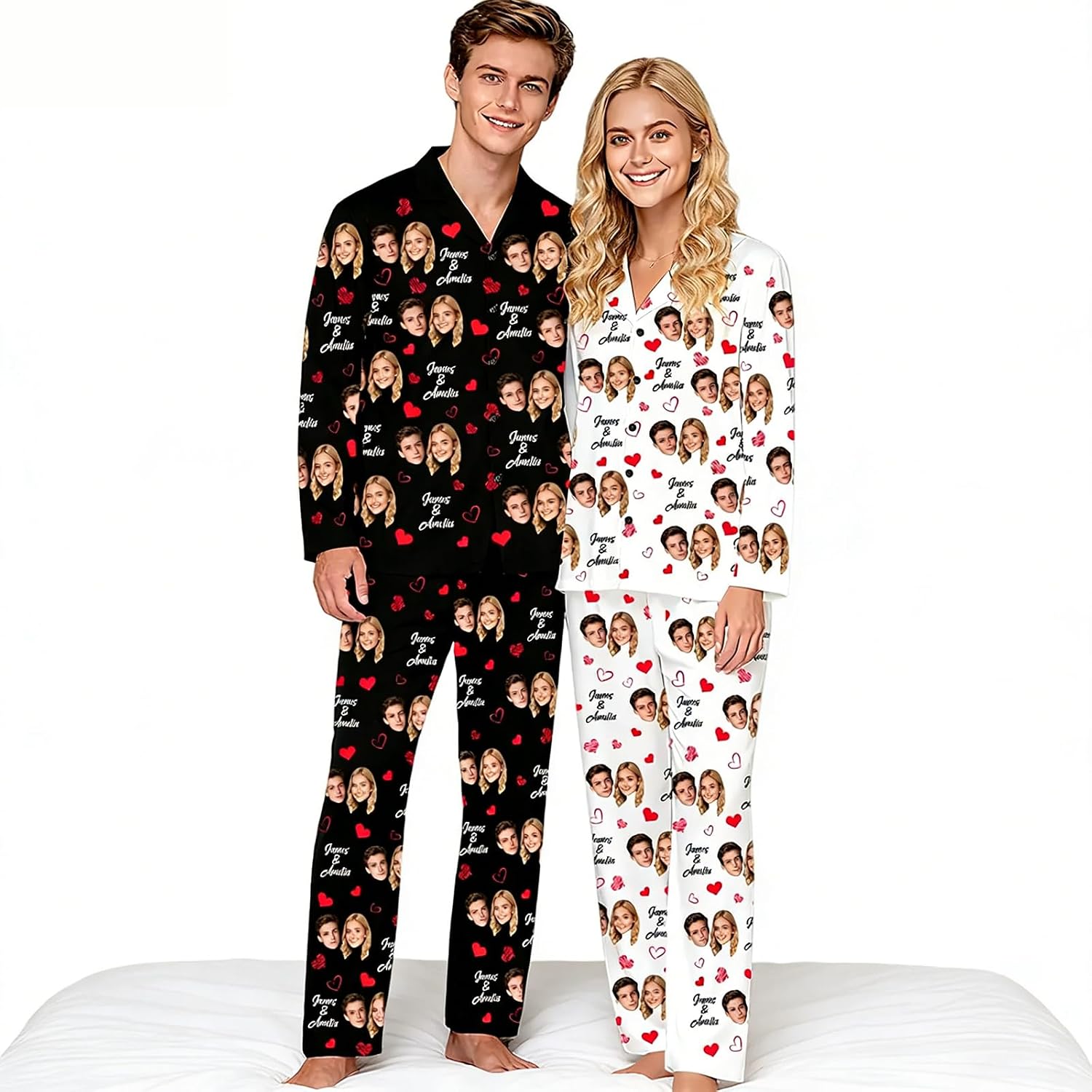 Custom Picture Face Pajama Set: Personalized Photo Pajamas, Pet Faces On Sleepwear, Pictures Nightwear