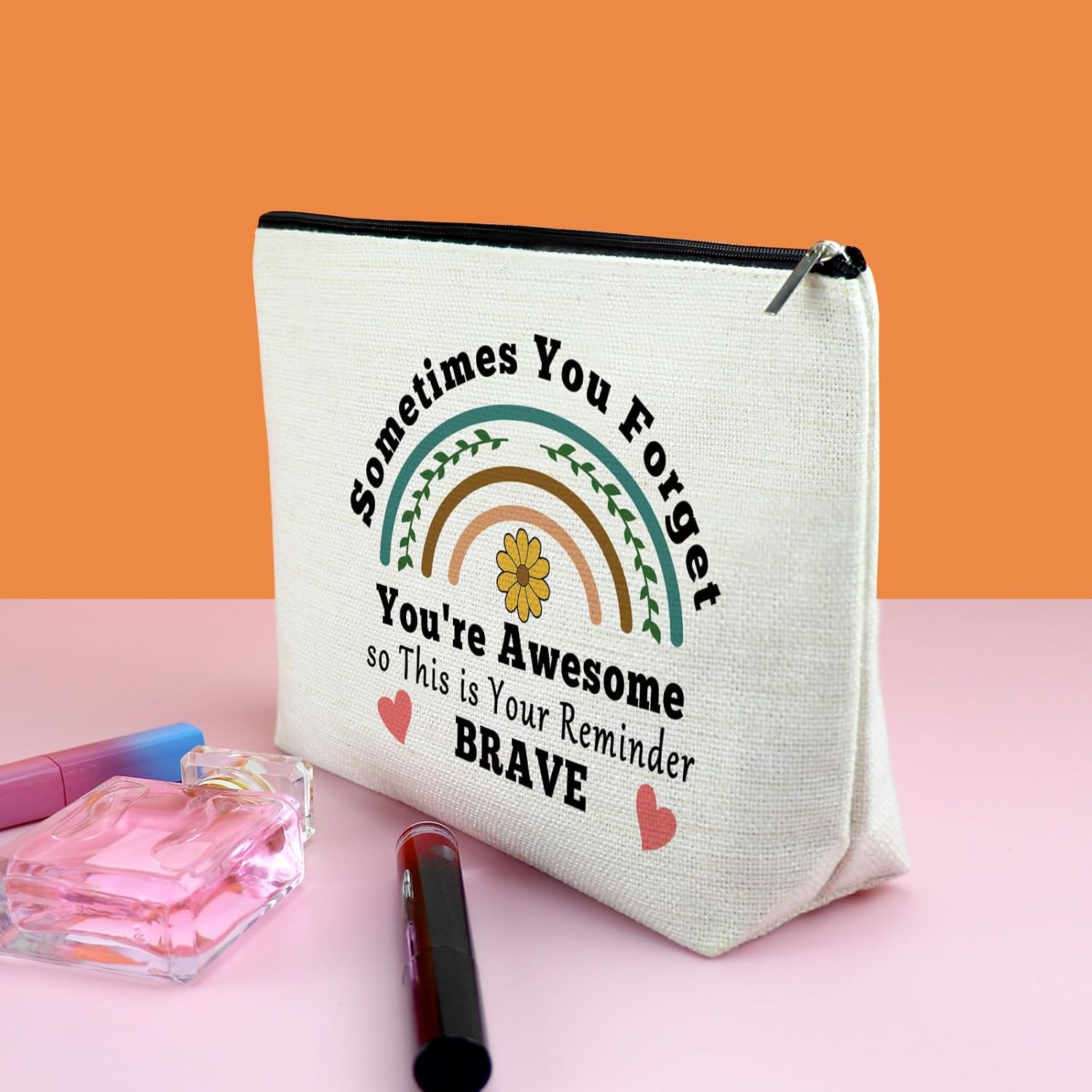 Positive Affirmation Gifts Makeup Bag Motivational Gifts for Women Daughter Sister Friend Coworker Inspirational Encouragement Valentines Christmas Birthday Gift for Her Travel Pouch - Image 3