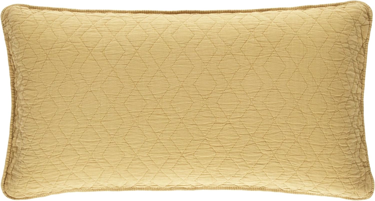 Pine Cone Hill Birdie Gold Quilted Sham, King Size, Yellow/Orange Solid Pattern