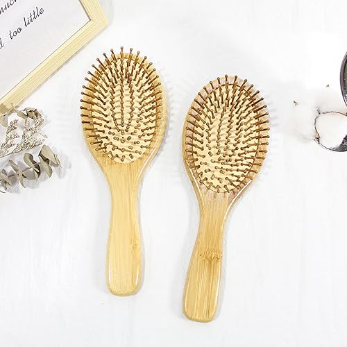 Miniatura 3 de Peine de masaje, 6 piezas de cepillo de pelo ecológico de bambú natural de dientes estrechos peine de cola puntiaguda cepillo desenredante para el