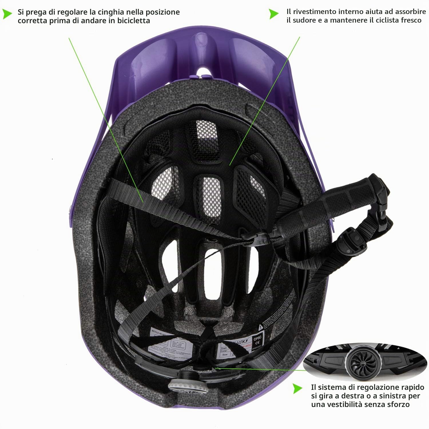 Casco Bici Uomo, Exclusky Leggero Casco Bici da Corsa Per Casco da Skateboard Monopattino Ciclismo Downhill Arrampicata (56-61cm)