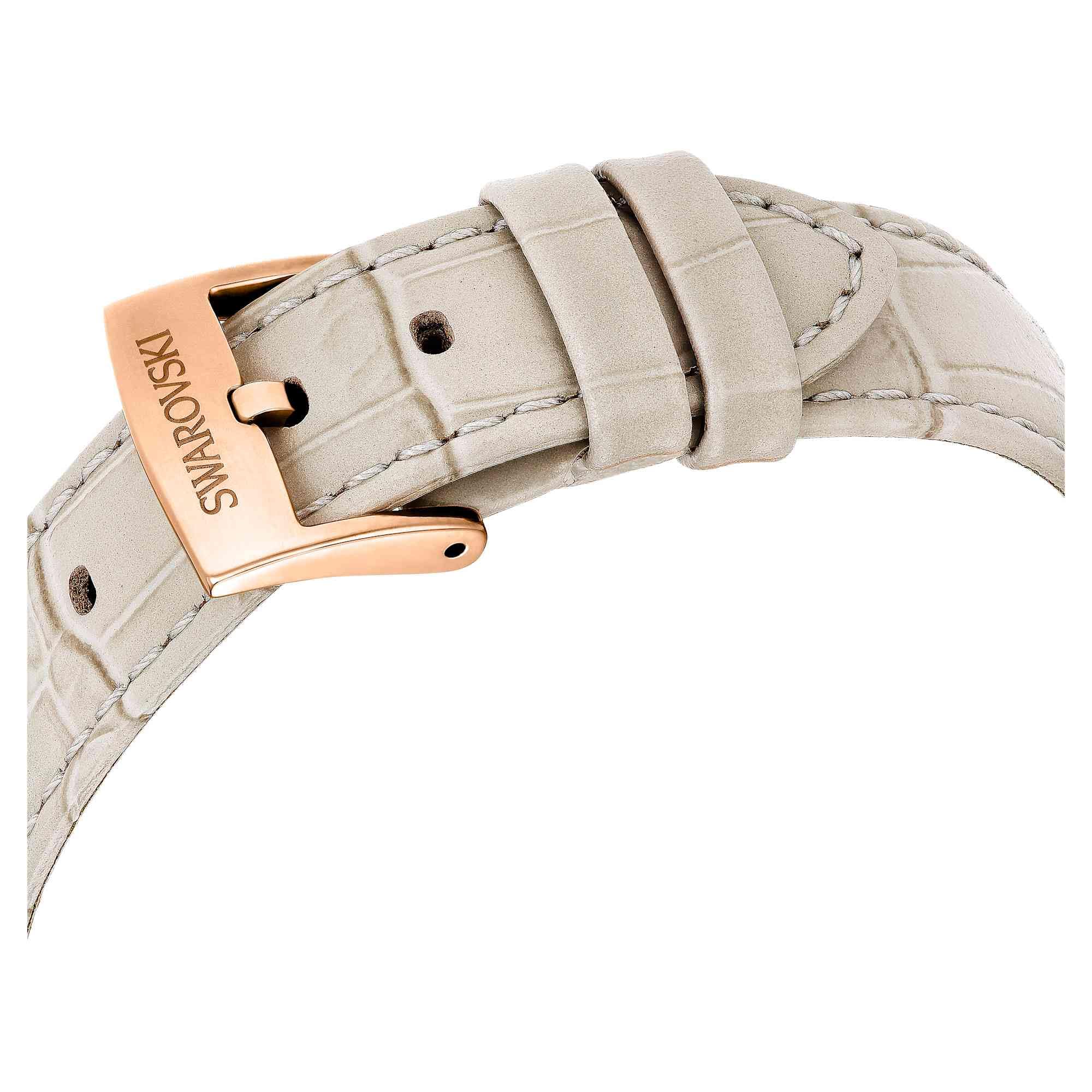 Swarovski Matrix Kollektion Chrono Uhr, Swiss Made, Lederarmband, Roségold-Finish