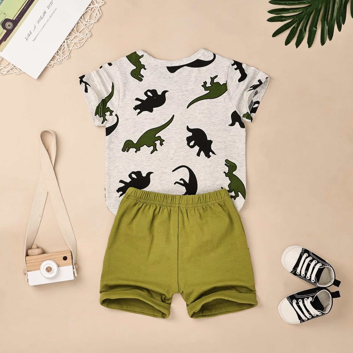 Baby Boy Clothes Toddler Boy Clothes Summer Outfits Dinosaur T-Shirt Pocket Short Pants Set 12 Months to 4 Years Old - Image 3
