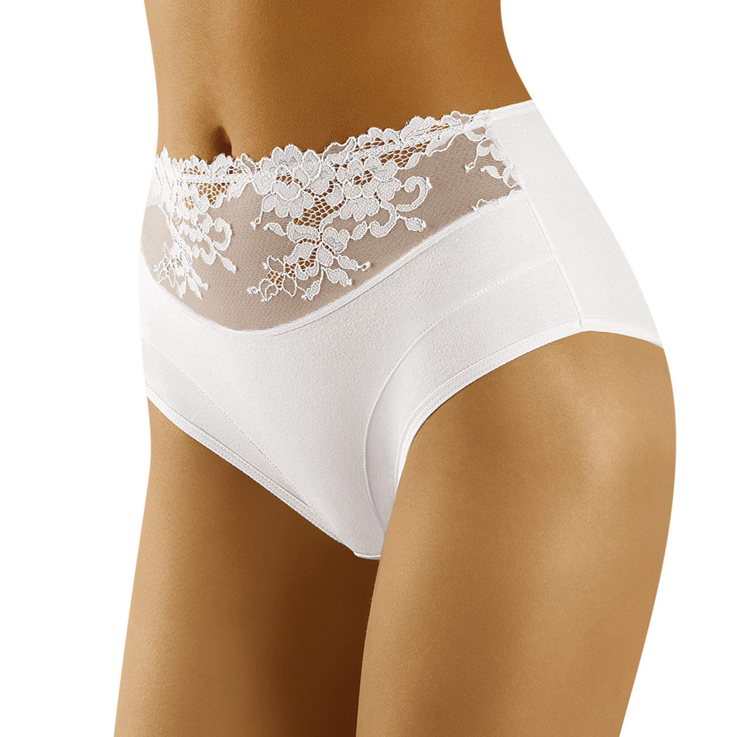Wolbar Women's Cotton Lace Briefs WB415, White,XL