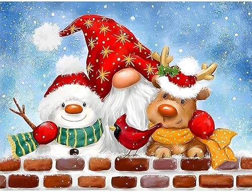 CNITUR Kit de pintura de diamantes de Navidad, kit de arte de diamante de muñeco de nieve para adultos, pintura de invierno 5D con taladro completo