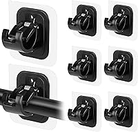 Vista 9 de Codoule 10 soportes autoadhesivos para cortinero, sin taladro, sin necesidad de taladro, ganchos ajustables para cortinero, ganchos para cortinero