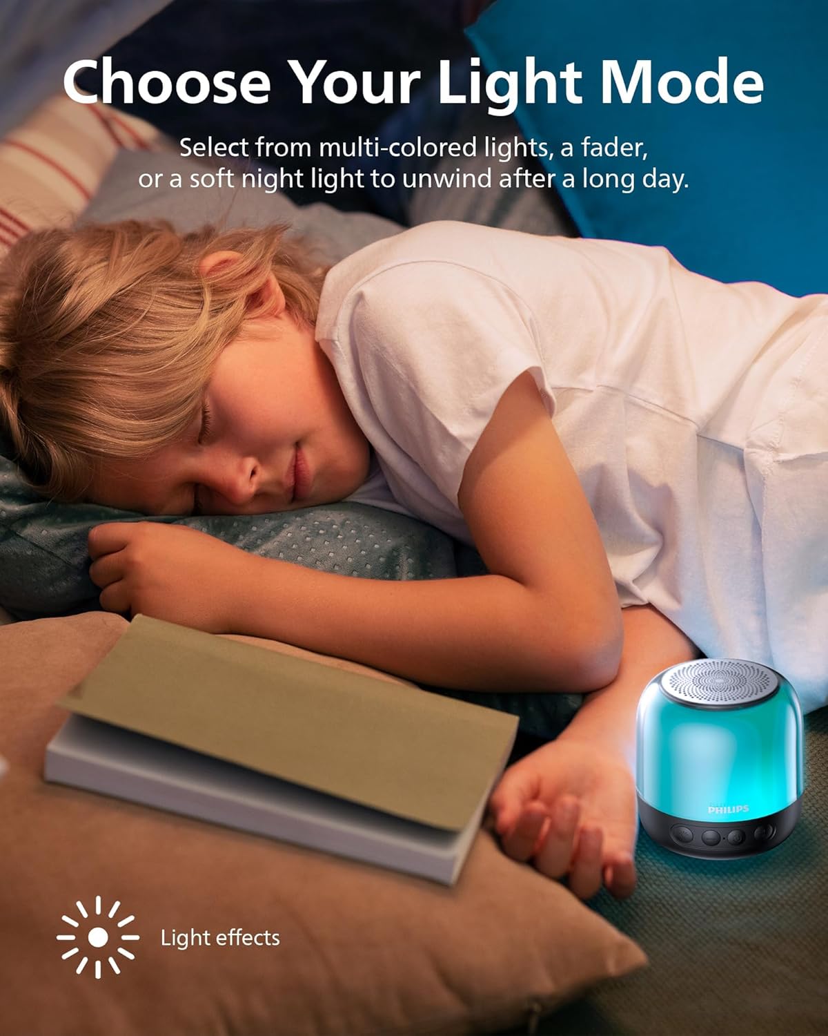 Philips S1108 speaker displaying various LED light colors