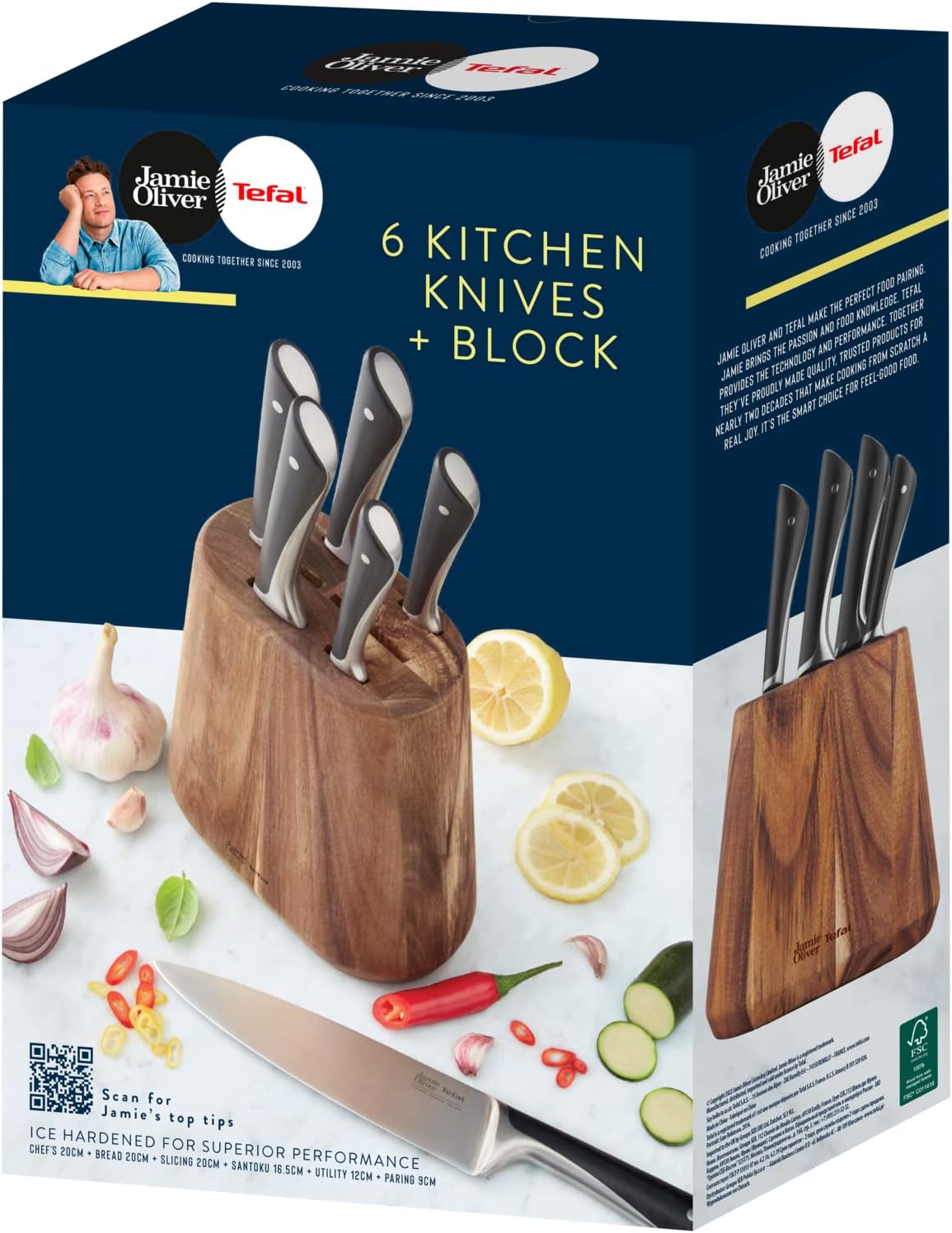 Jamie Oliver by Tefal Knife Block 6 Piece Set, K267S656