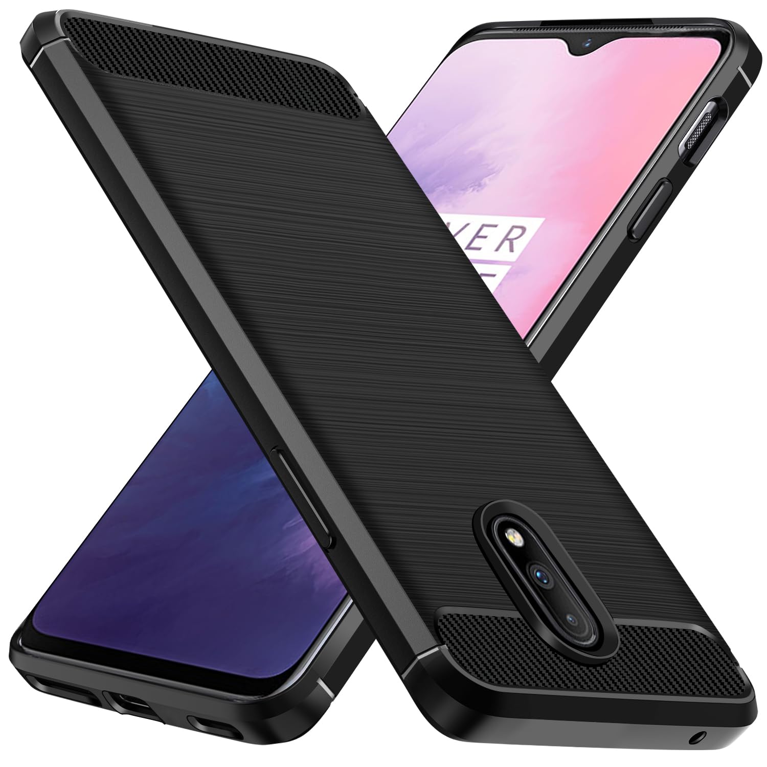 Ivoler Silikon Hülle Für Oneplus 7T | Militärischer Schutz, Stoßfest, Schlank, Karbon-Design