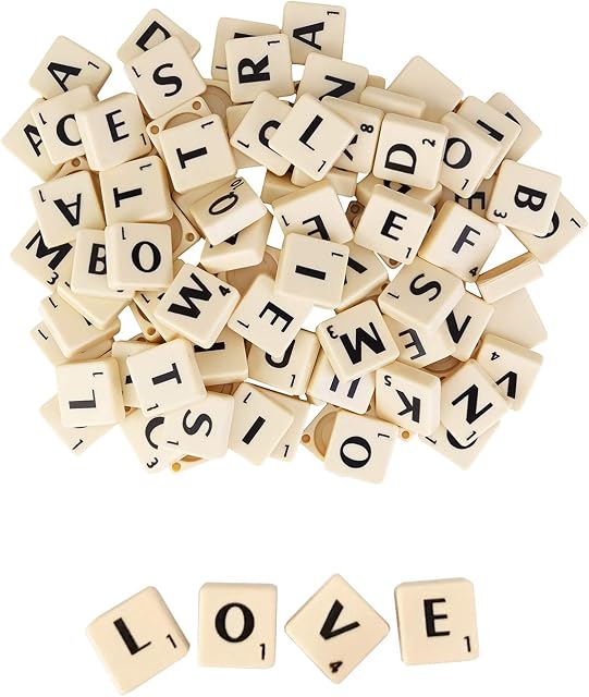 WedDecor 100pcs Ivory Tiles with Black Alphabets for Replacement, Scrap-Booking, Arts & Crafts, Board or Name Games, Ice Breakers, 2 cm (Length) x 1.8 cm (Width) x 0.5 cm (Depth)