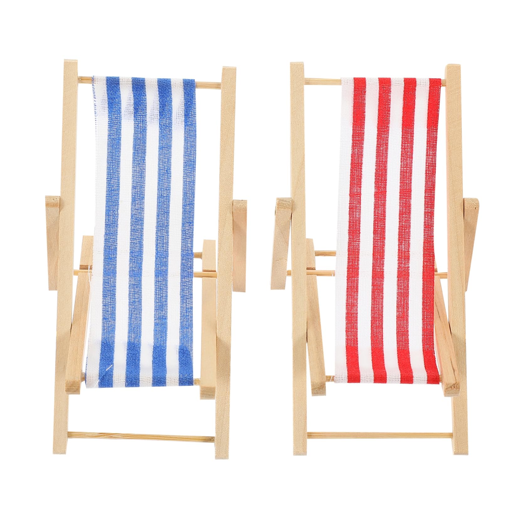 SUPVOX Miniature Deck Chair 2 Pack Wooden Miniature Chairs Ideal for Dollhouse 1:12 Scale