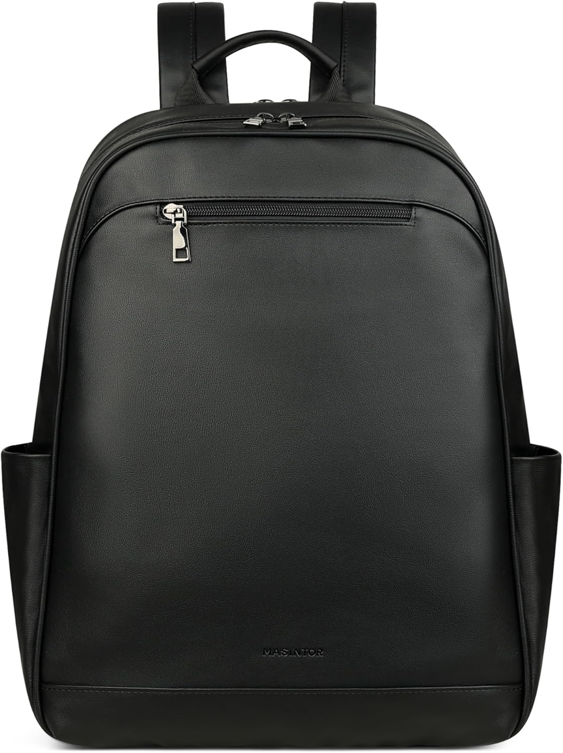 MASINTOR 15.6 inch Leather Laptop Backpack Purse for Women, Designer Travel and Work Bag with Laptop Compartment Black - Image 8