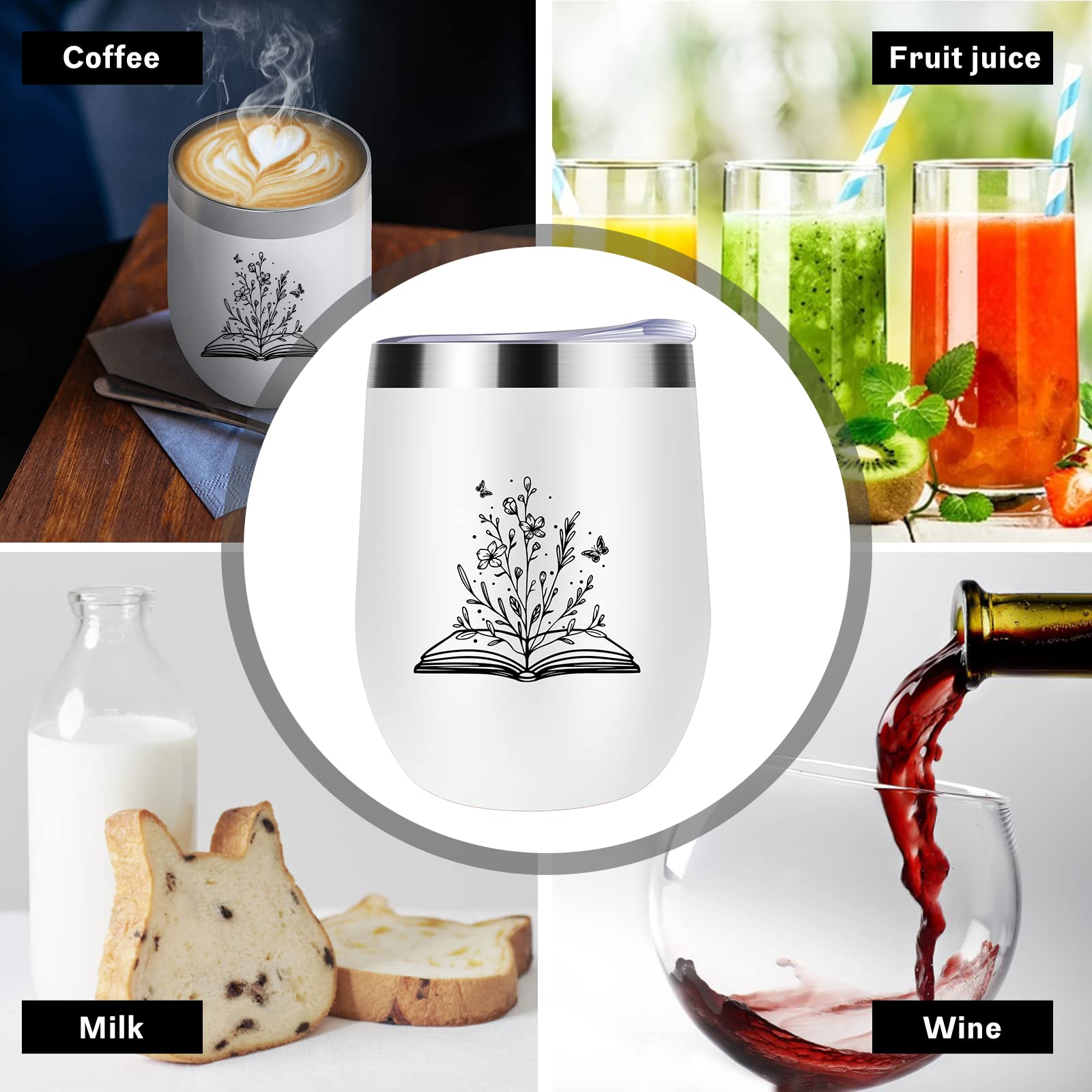 Haukea Buchliebhaber-Geschenk – Eiskaffeebecher 473 Ml Mit Buch-Design, Deckel & Strohhalm