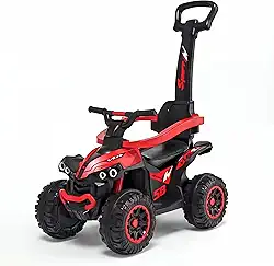 Quadriciclo Infantil Spider URBANIUS, Jipe 2 em 1 Passeio e Pedal com Haste Empurradora Luz e Música, Crianças 1 a 4 Anos (Vermelho)