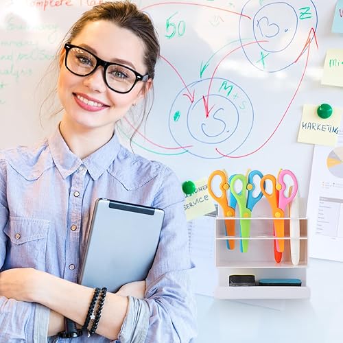 Miniatura 3 de Barydat 2 soportes magnéticos de borrado en seco para pizarra blanca, montaje en pared, 2 niveles y 10 ranuras, soporte para marcadores acrílicos,