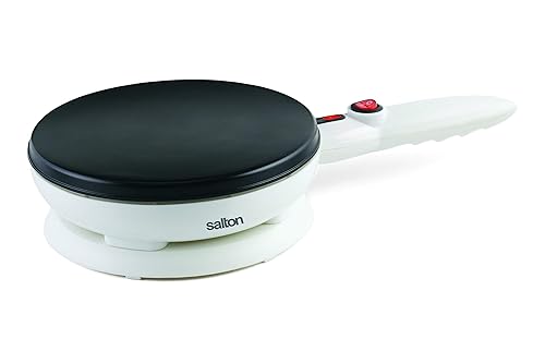 Salton Máquina eléctrica inalámbrica para crepas con plato de masa y espátula con superficie de cocción antiadherente, control automático de