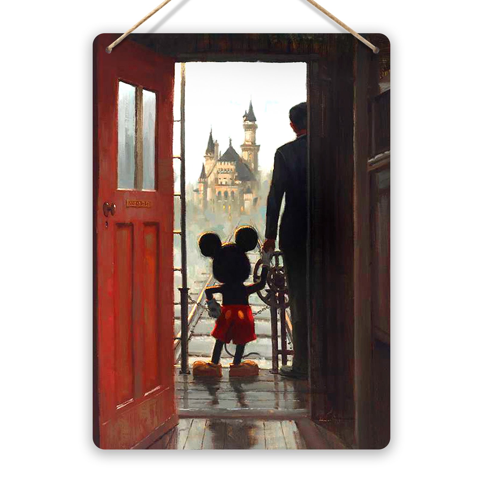 | Toasted Merch | Mickey & Walt Holding Hands V2 (Small) | Twine – Metal Wall Sign Plaque Magic Kingdom Disney