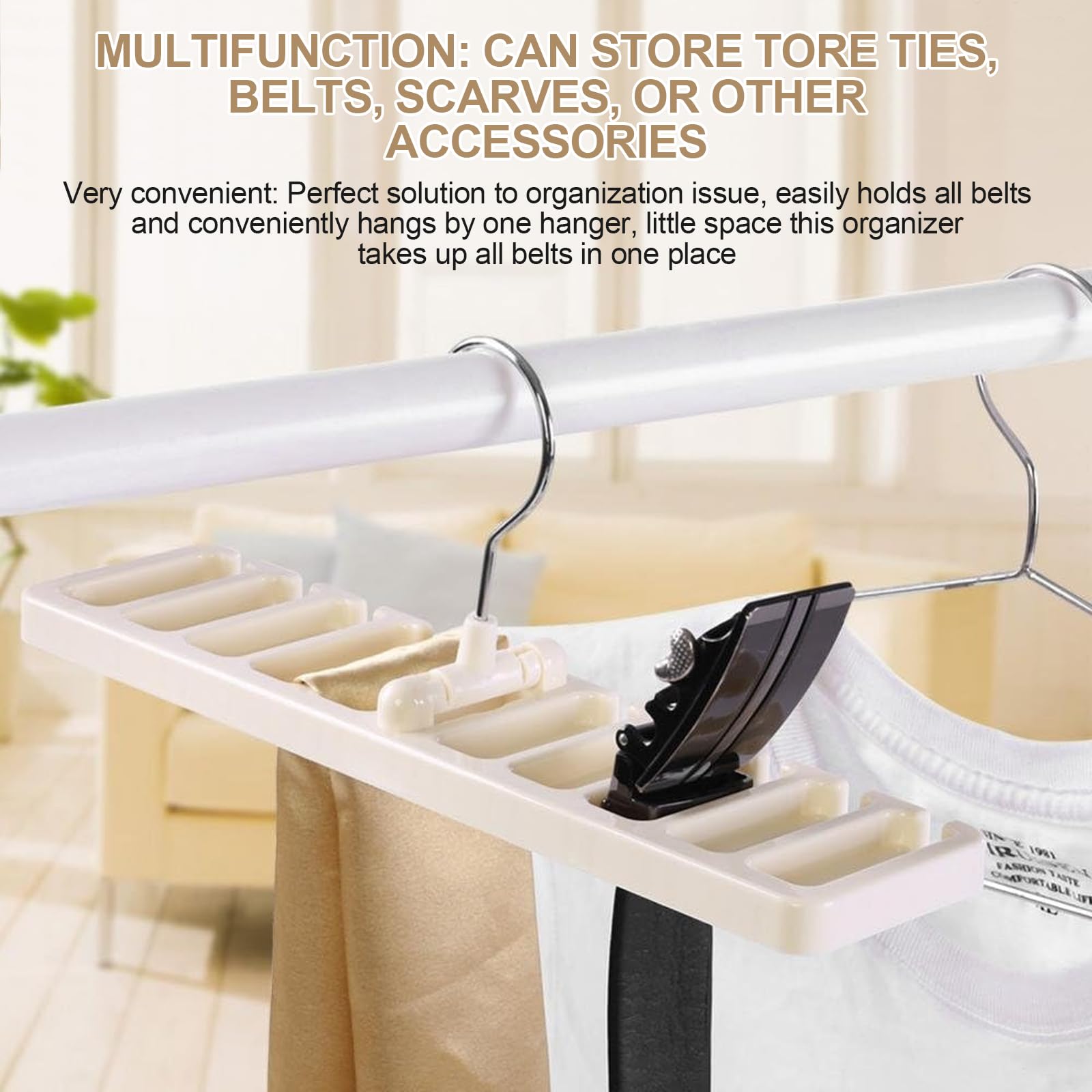 Organizzatore Cinture Da Armadio - 10 Ganci Per Cinture, Sciarpe E Cravatte | Nero - Foto 11