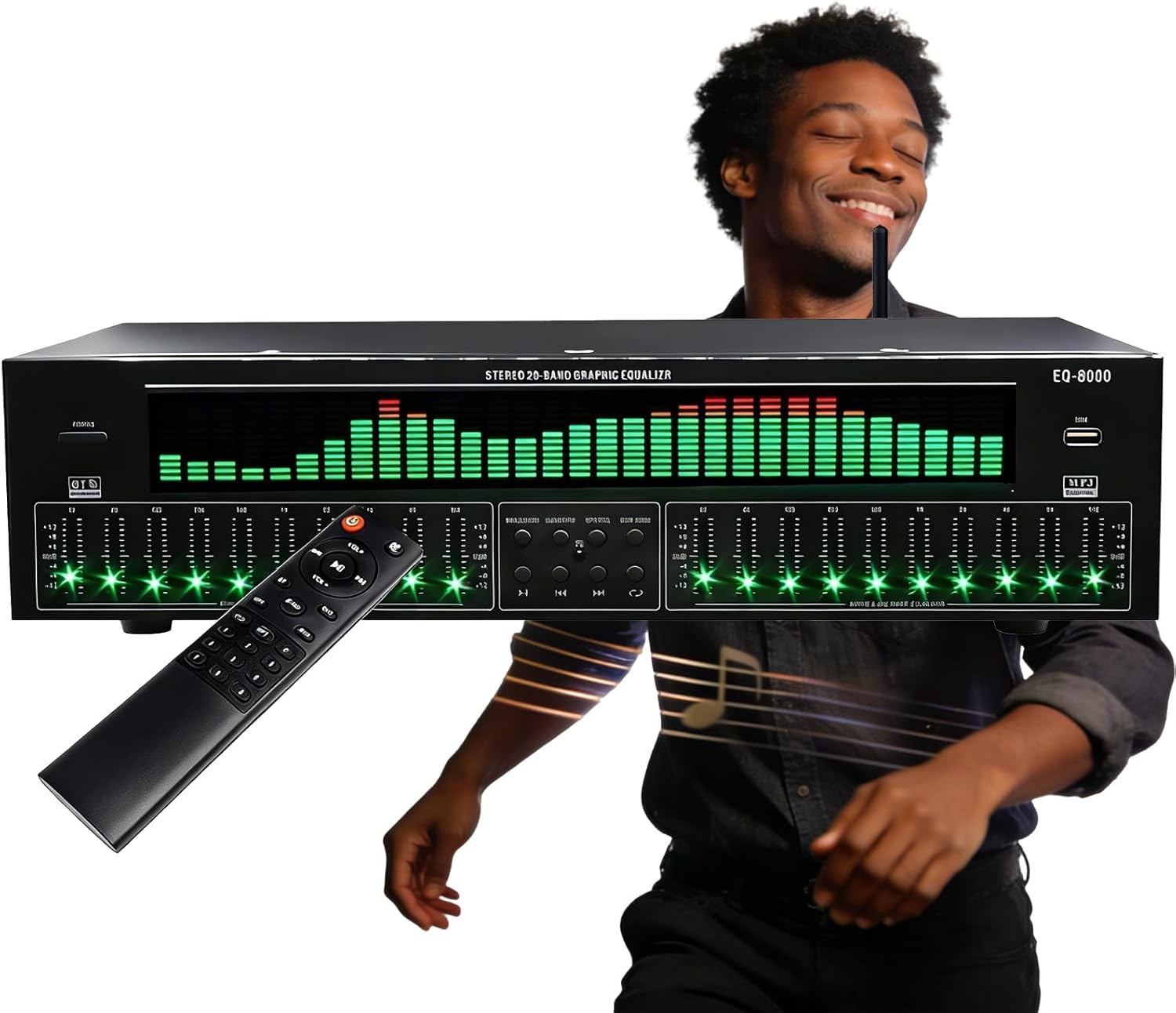 AVSMGP Hi-Fi Audio Stereo Graphic Equalizer, 31-Band Digital Equalizer- Includes 12 Rhythm Patterns- LED Music Voice Rhythm Spectrum Display for Home Entertainment Audio Setup