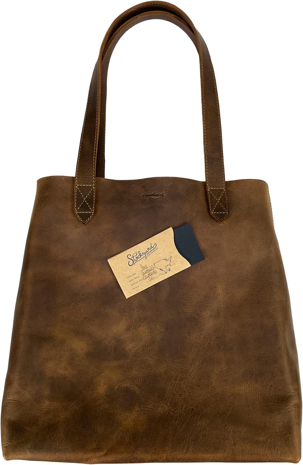 Heather's, Classic Tote Bag, Shoulder Bag, Spacious Handbag, Vintage Style Purse, Travel and Shopping, Full Grain Leather, Handmade, Bourbon Brown - Image 7