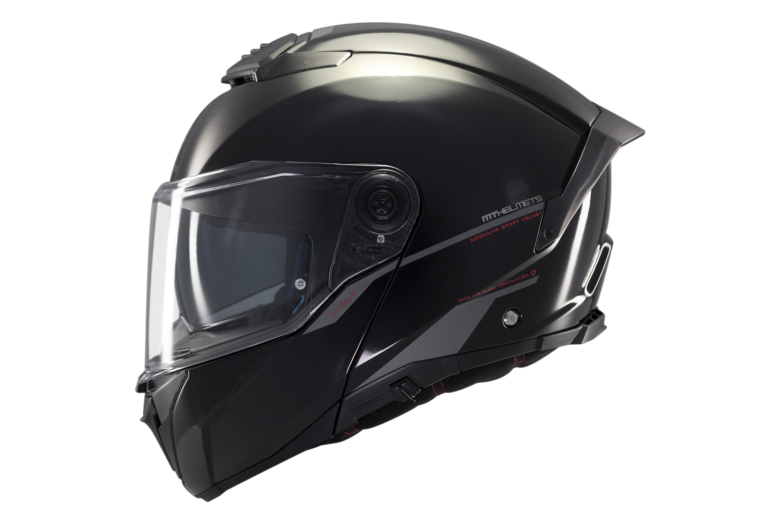 MT Helmets Atom 2 SV, Casco moto Modular Flip-Up, Visor Solar Retráctil, Interior Lavable, Preparado Intercomunicador UCS, Bloqueo frontal, Visor con posición Ventilación, Homologado ECE 22.06 & DOT