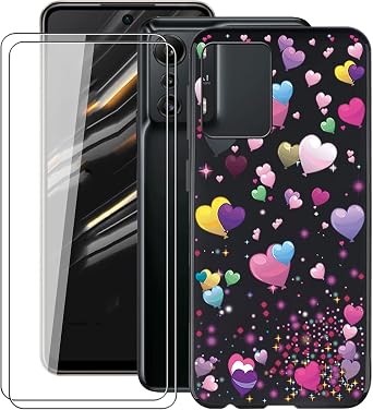 Case for Infinix Zero 5G 6.78" with 2 Tempered Glass Screen Protector. Ultra-Thin Black Soft Silicone Anti-Drop Phone Cover, TPU Bumper Shell Case for Infinix Zero 5G - YQ29